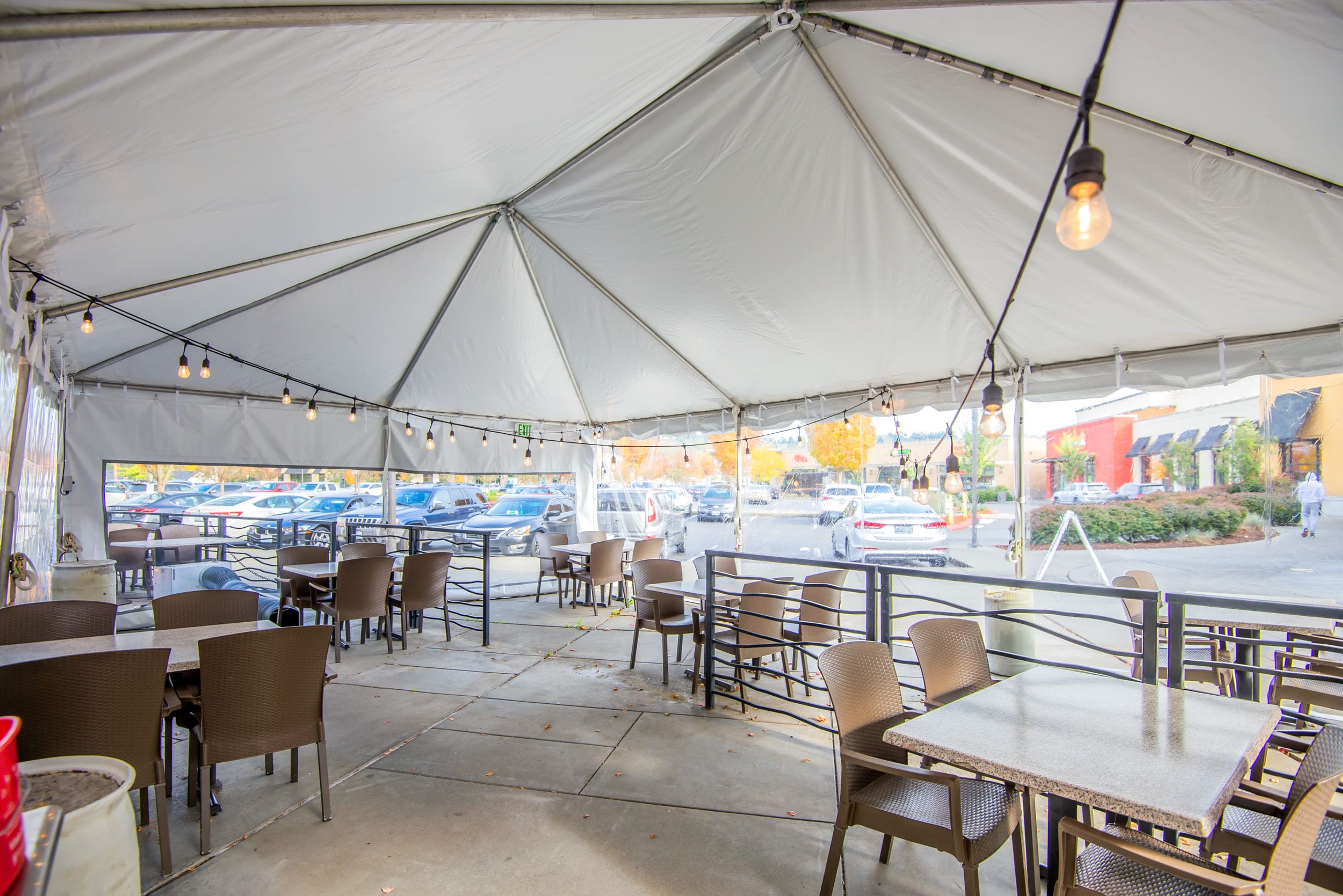 inside kent station heated tents